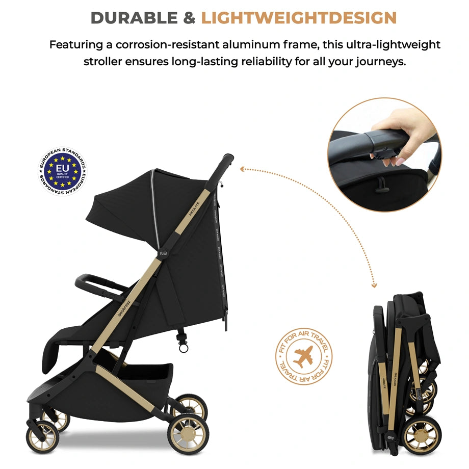 Neobreez Neolite Ultra-Compact Cabin Size Travel Stroller (Black)