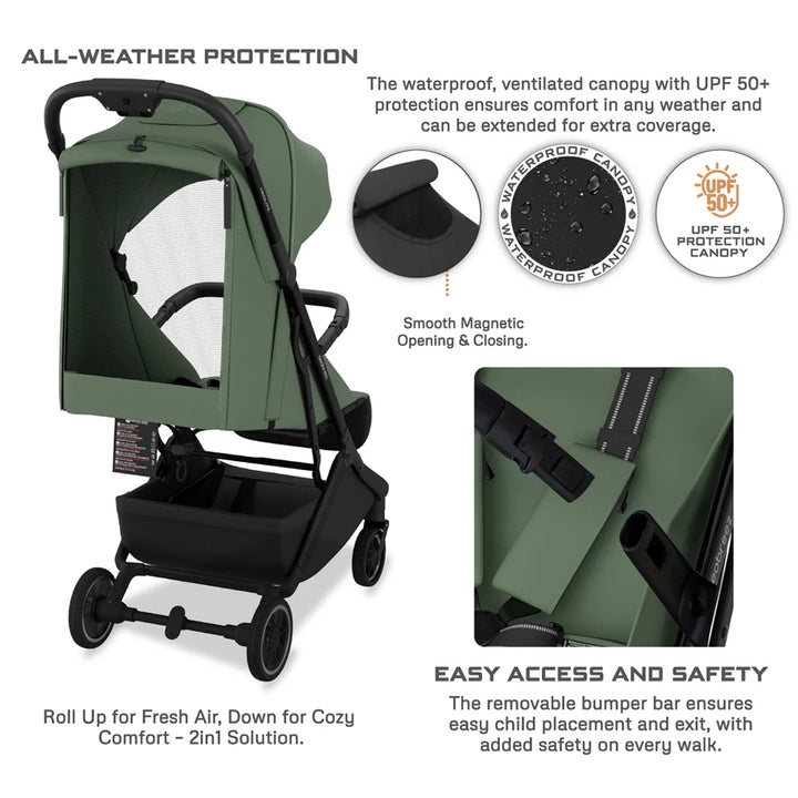 Neobreez Neolite Ultra-Compact Stroller (Olive Green/Black)