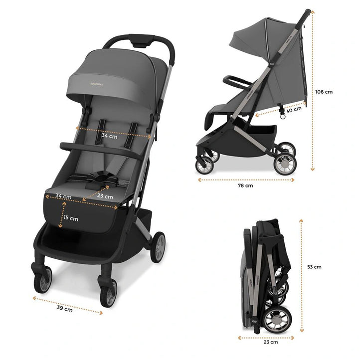 Neobreez Neolite Ultra-Compact Cabin Size Travel Stroller (Dark Grey-Black)