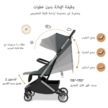 نيوبريز نيولايت يولترا كومباكت كابين الحجم ترافيل سترولير (دارك رمادي-أسود)