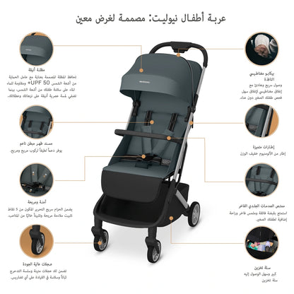 نيوبريز نيولايت يولترا كومباكت كابين الحجم ترافيل سترولير (دارك رمادي-أسود)