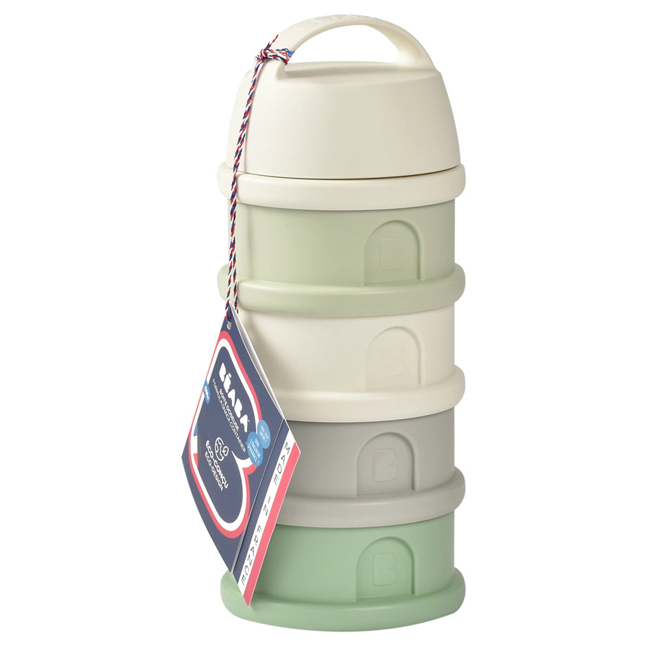 Beaba Formula Milk Container 4 Compartments Cotton (White/ Sage/ Green)
