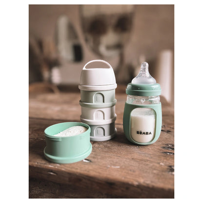 Beaba Formula Milk Container 4 Compartments Cotton (White/ Sage/ Green)