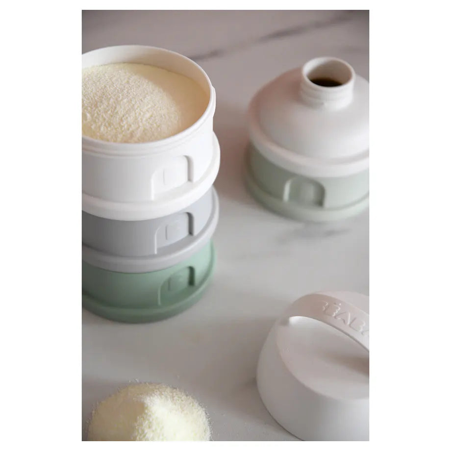 Beaba Formula Milk Container 4 Compartments Cotton (White/ Sage/ Green)