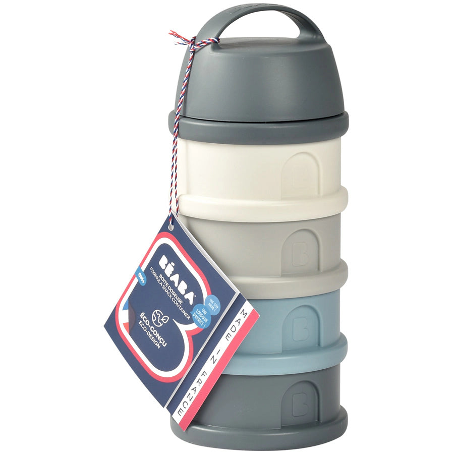 Beaba Formula Milk Container 4 Compartments Mineral (Grey/Blue) Beaba Formula Milk Container 4 Compartments Mineral (Grey/Blue)