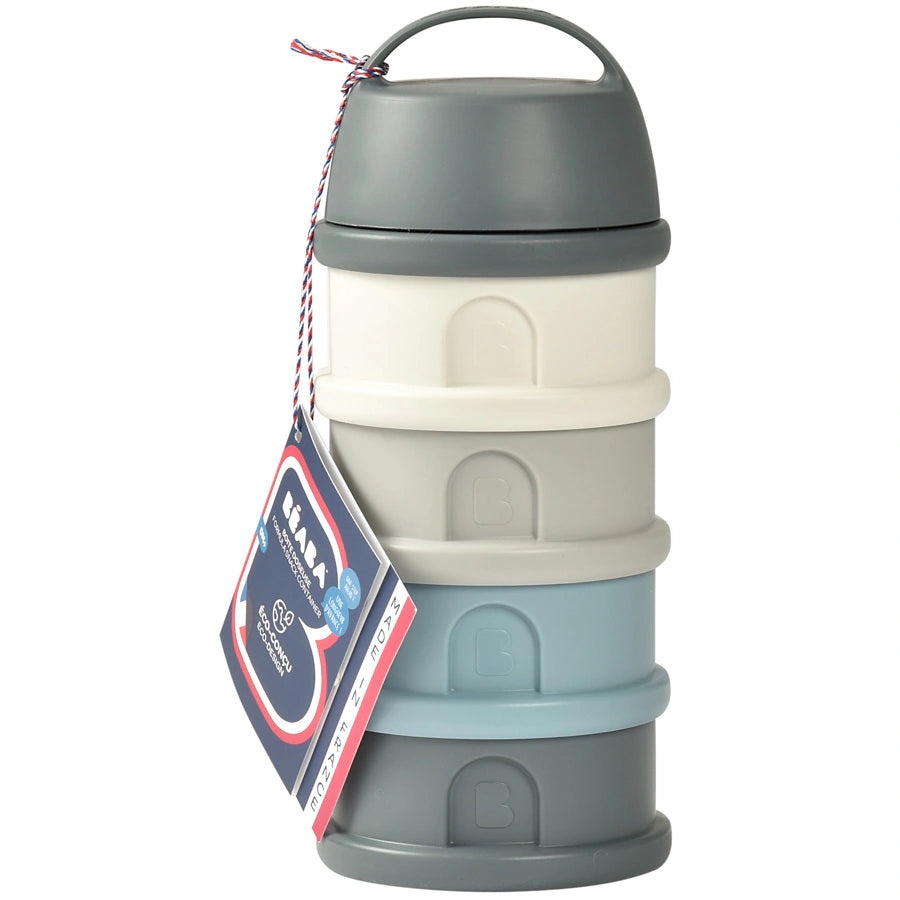 Beaba Formula Milk Container 4 Compartments Mineral (Grey/Blue) Beaba Formula Milk Container 4 Compartments Mineral (Grey/Blue)