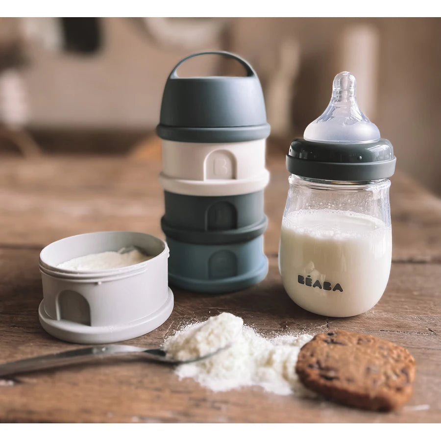 Beaba Formula Milk Container 4 Compartments Mineral (Grey/Blue) Beaba Formula Milk Container 4 Compartments Mineral (Grey/Blue)