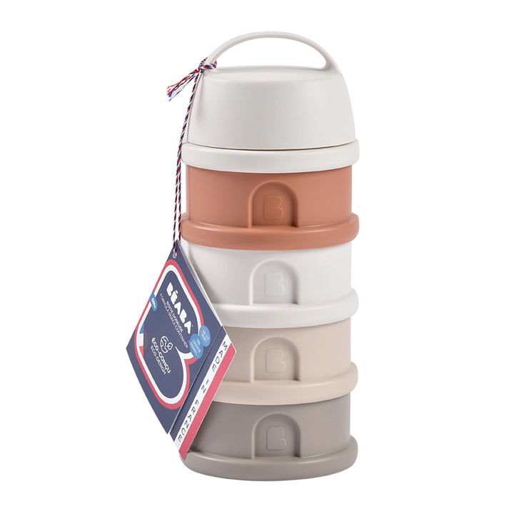 Beaba Formula Milk Container 4 Compartments Cotton (White Terracotta)