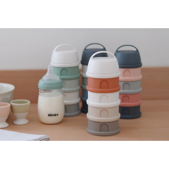 Beaba Formula Milk Container 4 Compartments Cotton (White Terracotta)