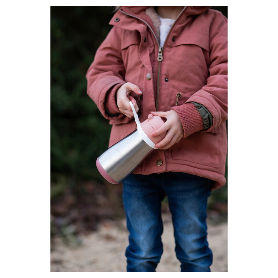 Beaba Stainless Steel Bottle 350Ml + Handle (Old Pink)
