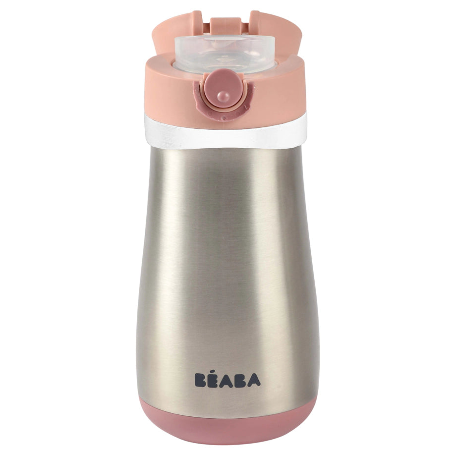 Beaba Stainless Steel Bottle 350Ml + Handle (Old Pink)