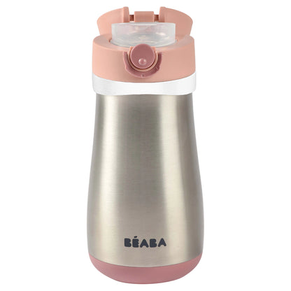 Beaba Stainless Steel Bottle 350Ml + Handle (Old Pink)