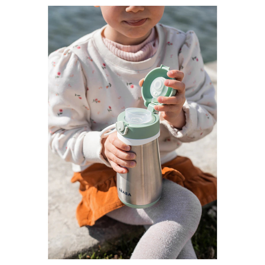Beaba Stainless Steel Bottle 350Ml + Handle (Sage)