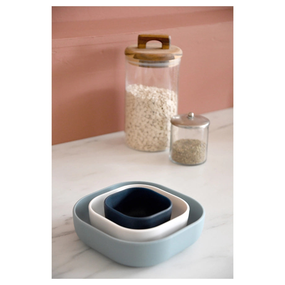 Beaba Silicone 3 Piece Nesting Bowl Set (Night Blue Cotton Baltic Blue)