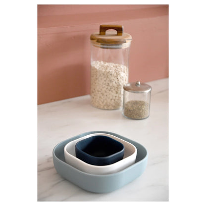 Beaba Silicone 3 Piece Nesting Bowl Set (Night Blue Cotton Baltic Blue)