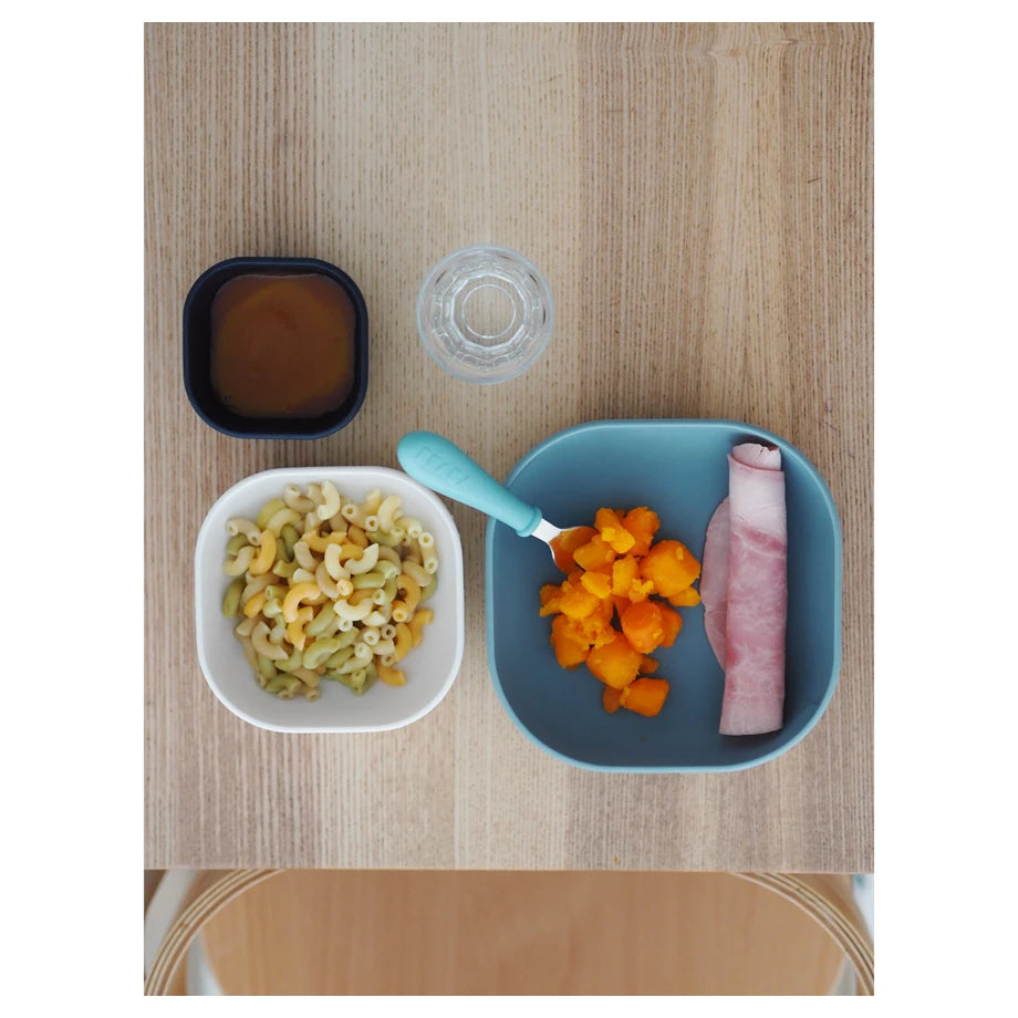 Beaba Silicone 3 Piece Nesting Bowl Set (Night Blue Cotton Baltic Blue)