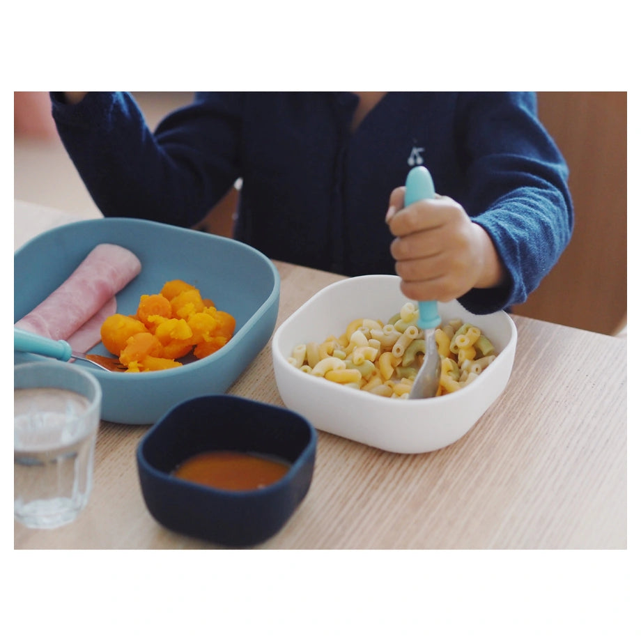 Beaba Silicone 3 Piece Nesting Bowl Set (Night Blue Cotton Baltic Blue)