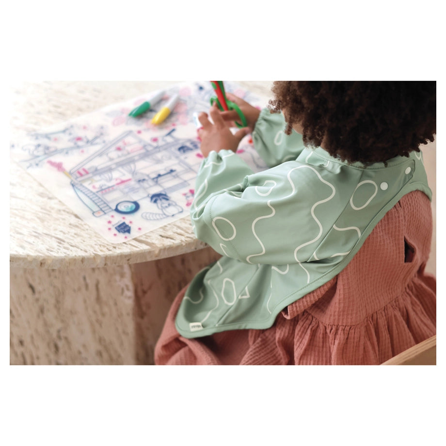 Beaba 2in1 Bib With Removable Sleeves (Sage Green)