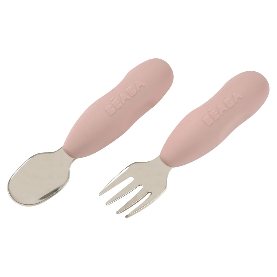 Beaba Set of 2 Stainless Steel Pre-Cutlery (Cotton Candy)