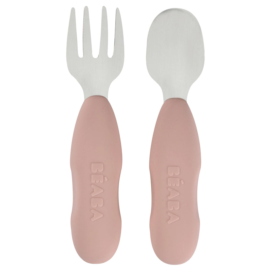 Beaba Set of 2 Stainless Steel Pre-Cutlery (Cotton Candy)