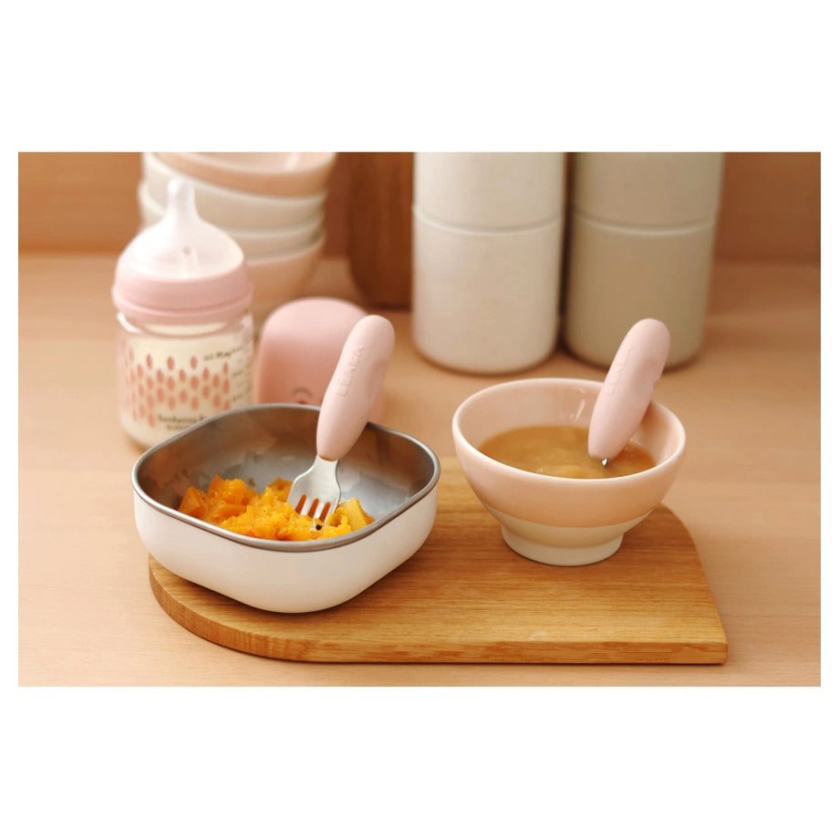 Beaba Set of 2 Stainless Steel Pre-Cutlery (Cotton Candy)