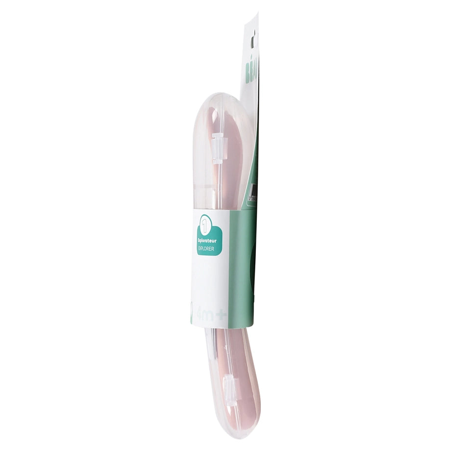 Beaba Set of 2 First Age Silicone Spoons + Carrying Case (Cotton Candy Duo)