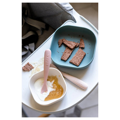 Beaba Set of 2 First Age Silicone Spoons + Carrying Case (Cotton Candy Duo)