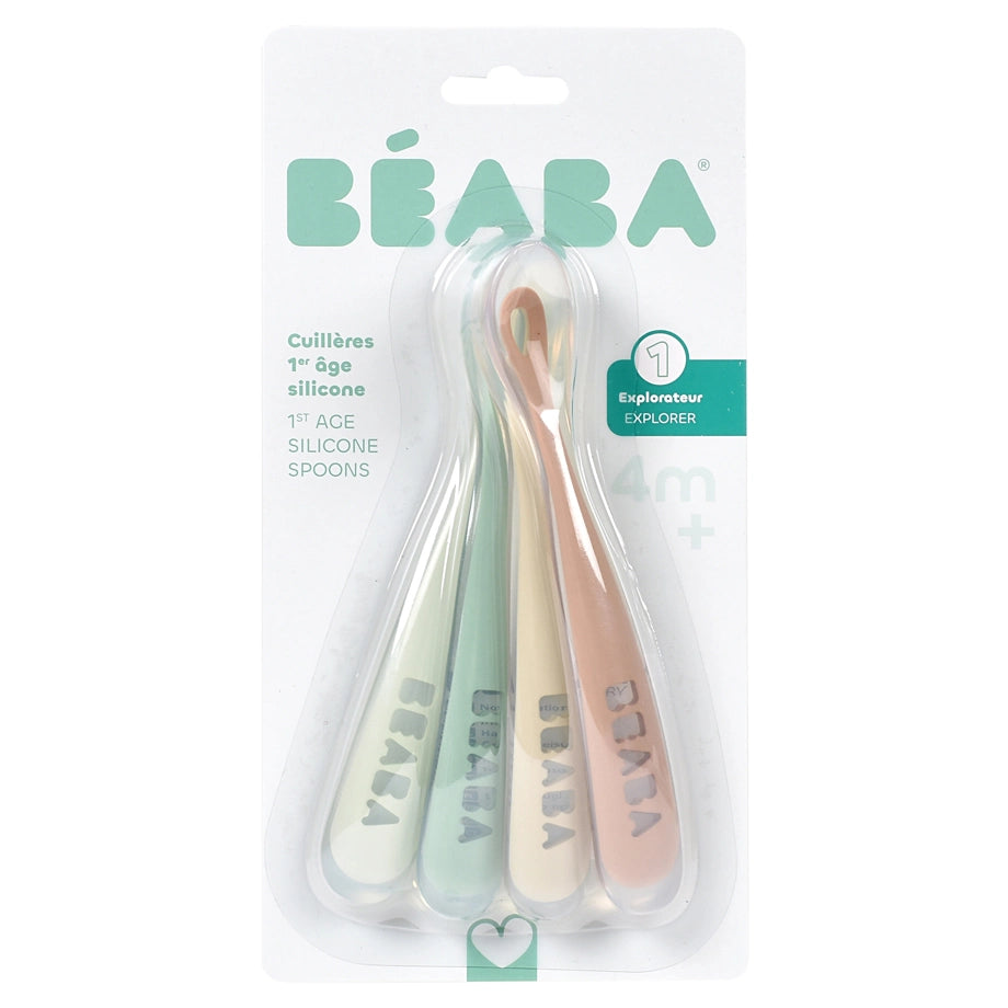 Beaba Set of 4 First Age Silicone Spoons (Natural Set)