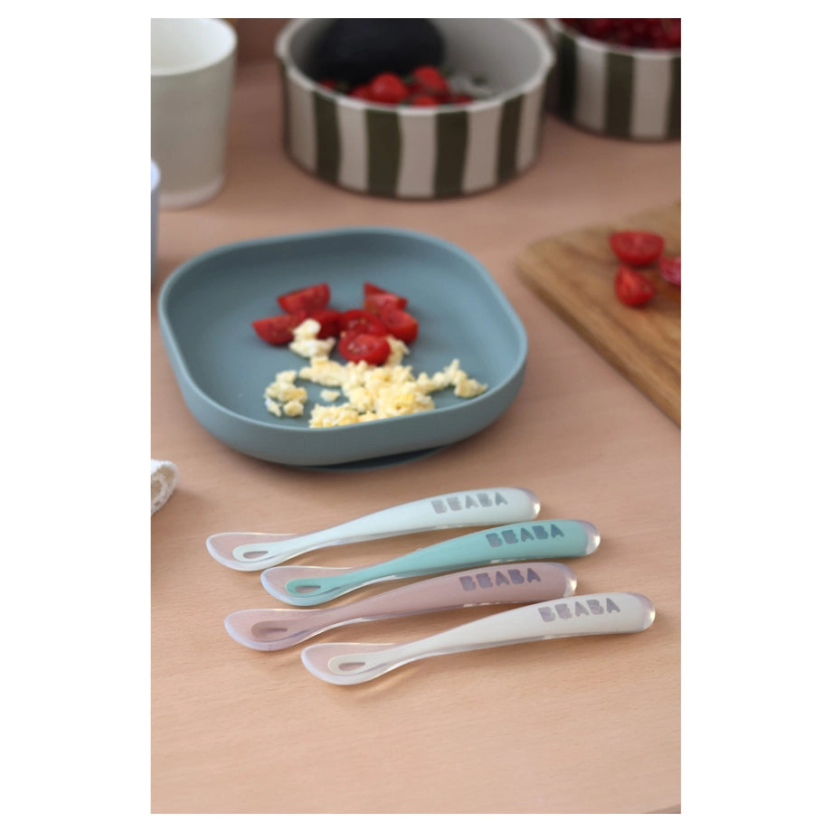 Beaba Set of 4 First Age Silicone Spoons (Natural Set)