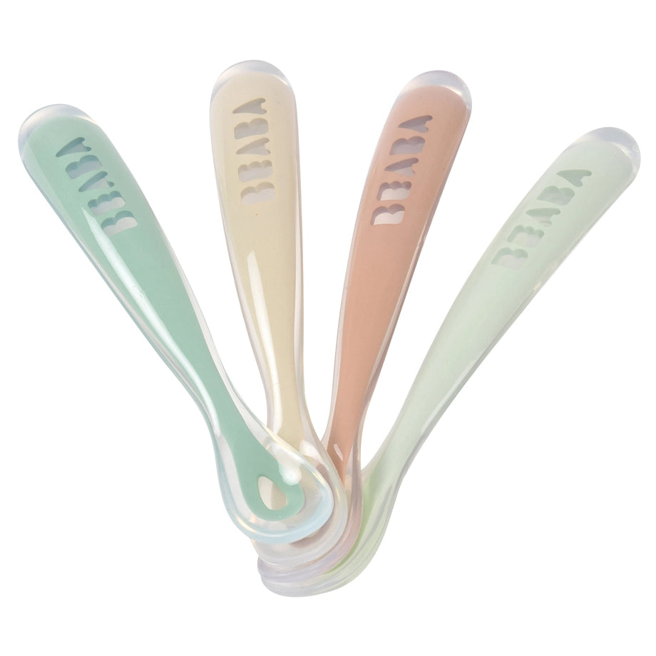 Beaba Set of 4 First Age Silicone Spoons (Natural Set)