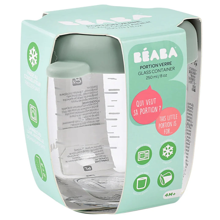 Beaba Conservative Glass Jars 250ml (Sage Green)