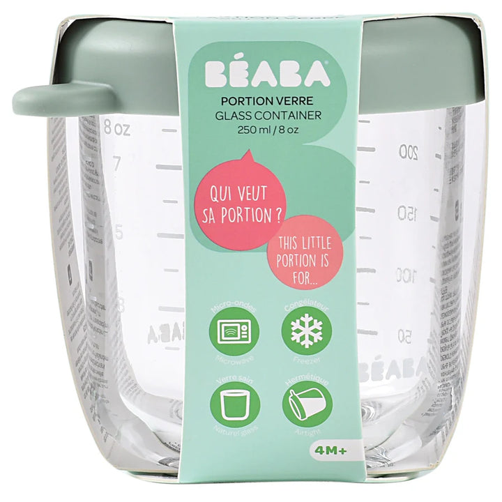 Beaba Conservative Glass Jars 250ml (Sage Green)