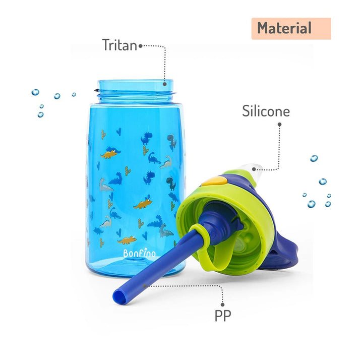 Bonfino Dinosaurs Tritan Water Bottle 480ml (Blue)