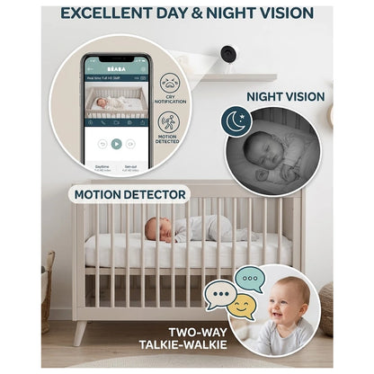 Beaba Zen Connect Mini Compact Video Baby Monitor (White)
