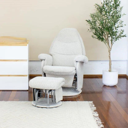 Babyhood Vogue Feeding Glider Chair & Ottoman Boucle Cream