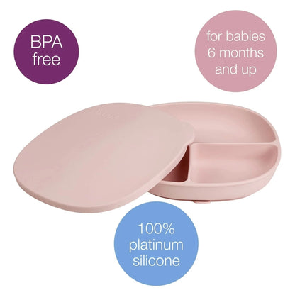 B.Box Silicone Plate With Lid (Blush)