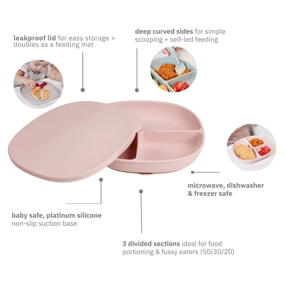 B.Box Silicone Plate With Lid (Blush)