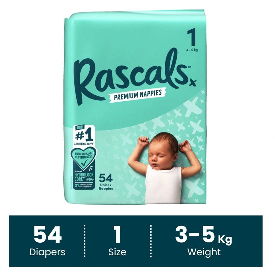 Rascals Premium Baby Diapers (3–5 kg, 54 Count)
