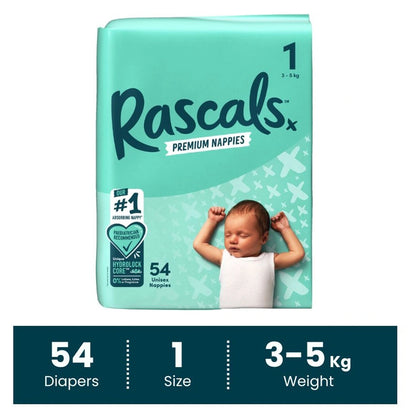 Rascals Premium Baby Diapers (3–5 kg, 54 Count)
