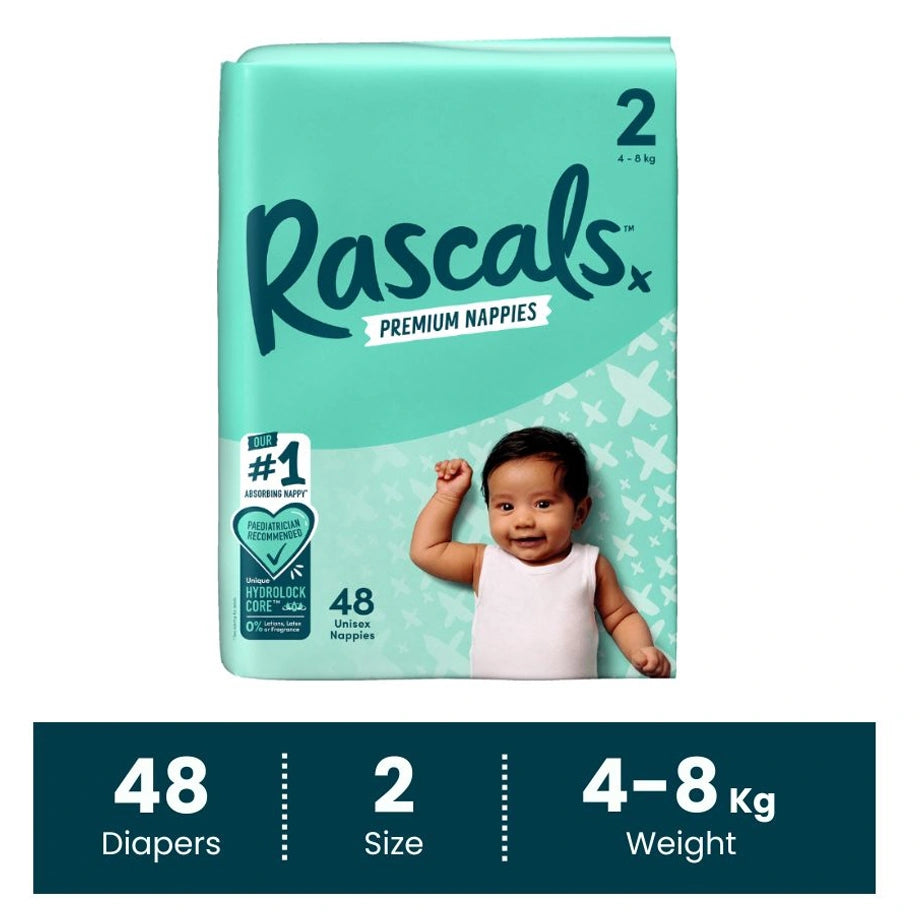 Rascals Premium Baby Diapers (4–8 kg, 48 Count)