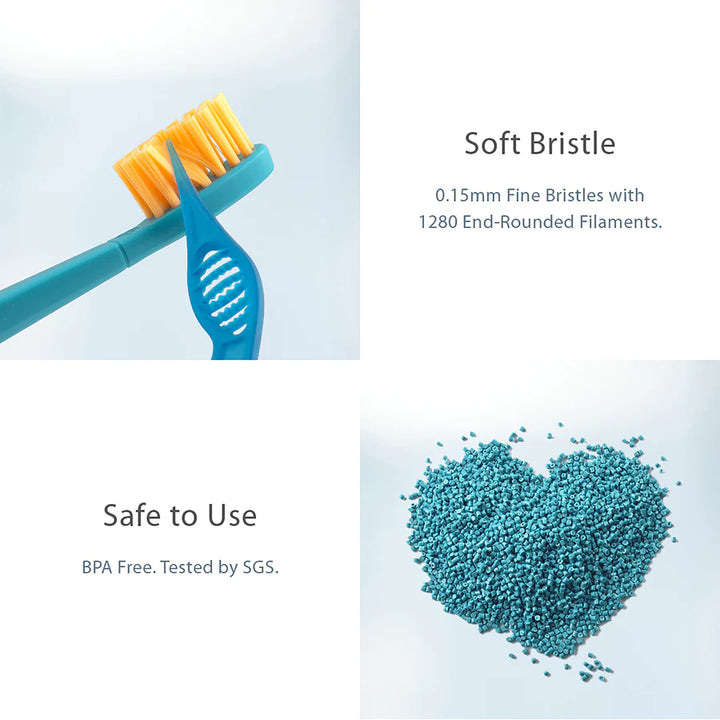 Flipper Fun Twigo BPA Free Extra Soft Toothbrush Pack of 2 (Blue & White)