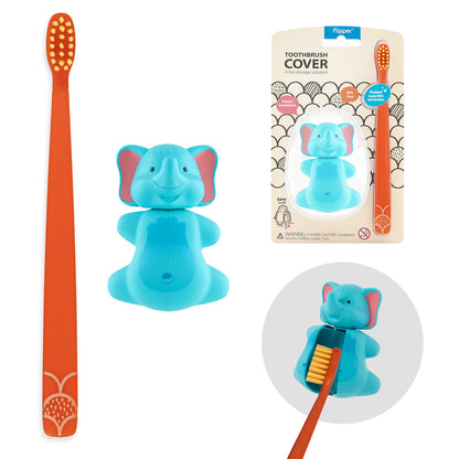 Flipper Fun Animal Hygienic Toothbrush Holder w/ Soft Bristle Toothbrush (Elephant)