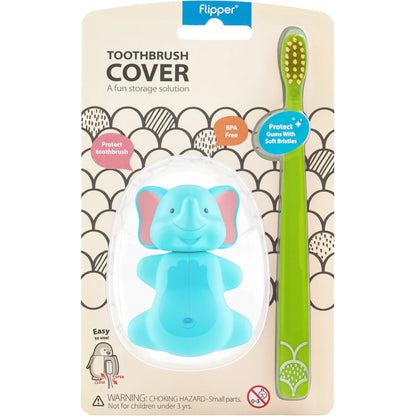 Flipper Fun Animal Hygienic Toothbrush Holder w/ Soft Bristle Toothbrush (Elephant)