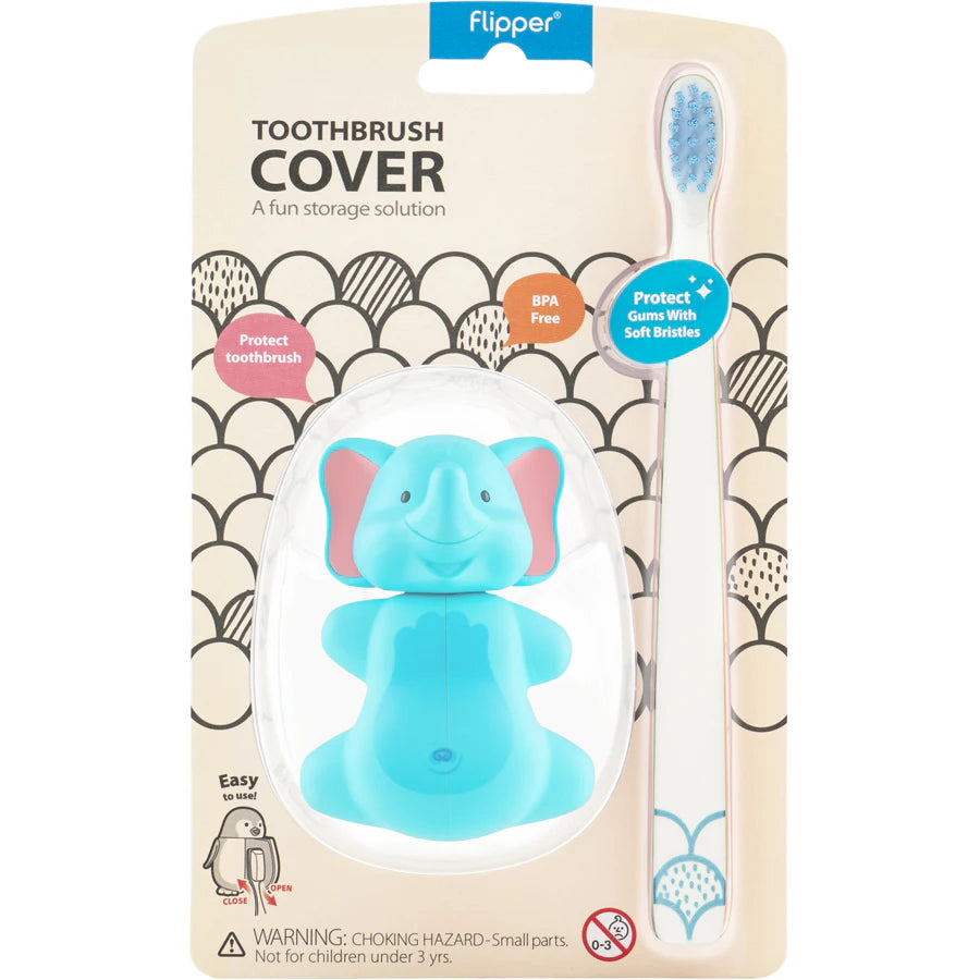 Flipper Fun Animal Hygienic Toothbrush Holder w/ Soft Bristle Toothbrush (Elephant)