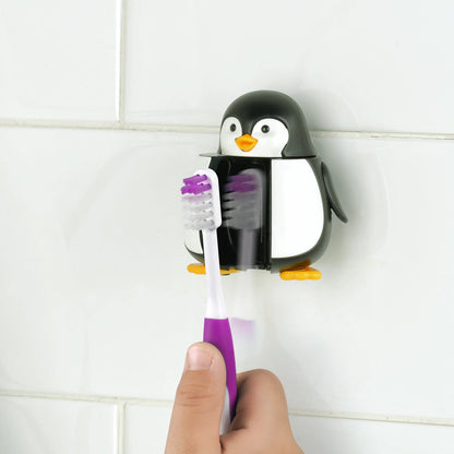 Flipper Fun Animal Hygienic Toothbrush Holder w/ Soft Bristle Toothbrush (Penguin)