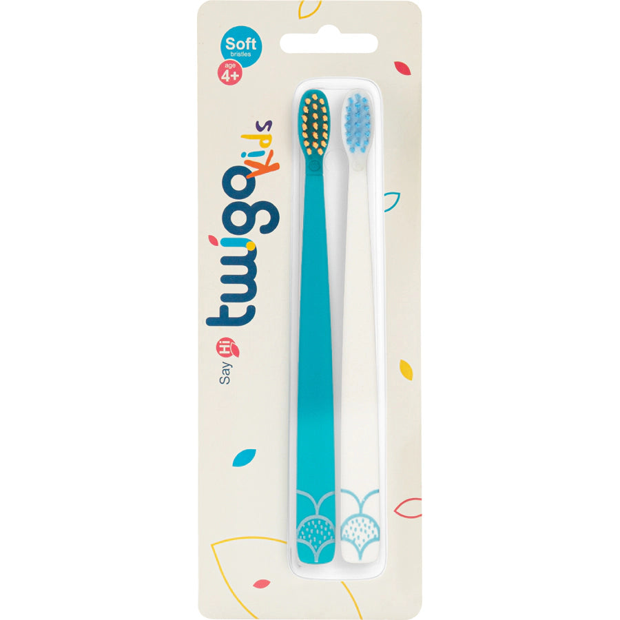 فرشاة أسنان فليبر فن تويغو فائقة النعومة خالية من مادة BPA، عبوة من قطعتين (أزرق وأبيض) فرشاة أسنان فليبر فن تويغو فائقة النعومة خالية من مادة BPA، عبوة من قطعتين (أزرق وأبيض)