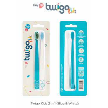 Flipper Fun Twigo BPA Free Extra Soft Toothbrush Pack of 2 (Blue & White)