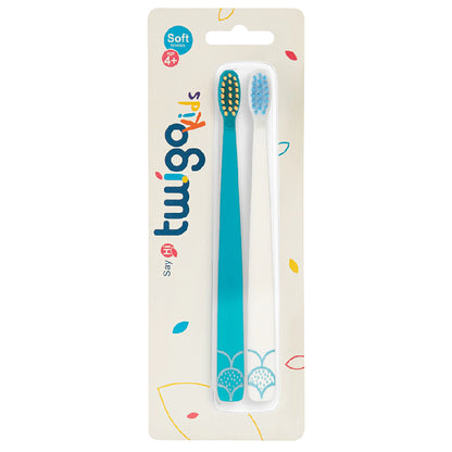 Flipper Fun Twigo BPA Free Extra Soft Toothbrush Pack of 2 (Blue & White)