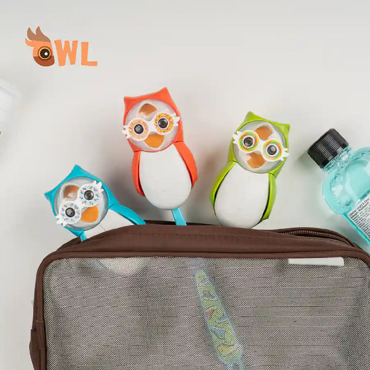 Flipper Fun Animal Toothbrush Cover w/ Suction Cup Toothbrush Holder (Owl)