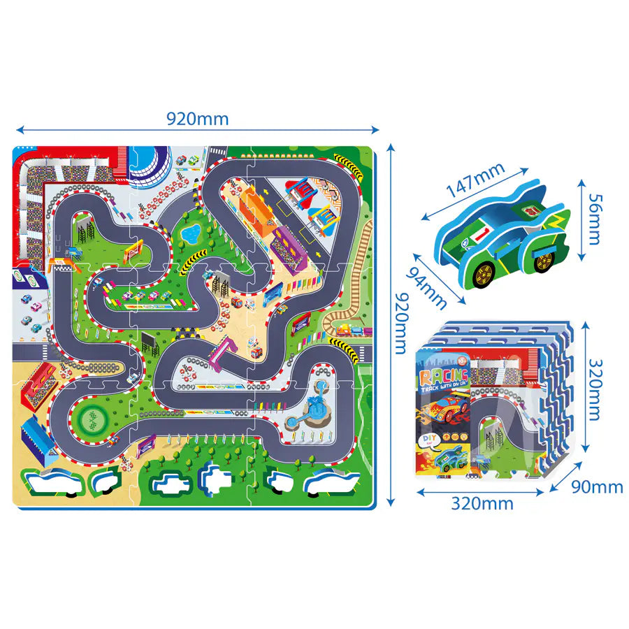 Sunta Racing Track With DIY Car Puzzle Mat 9pcs Sunta Racing Track With DIY Car Puzzle Mat 9pcs